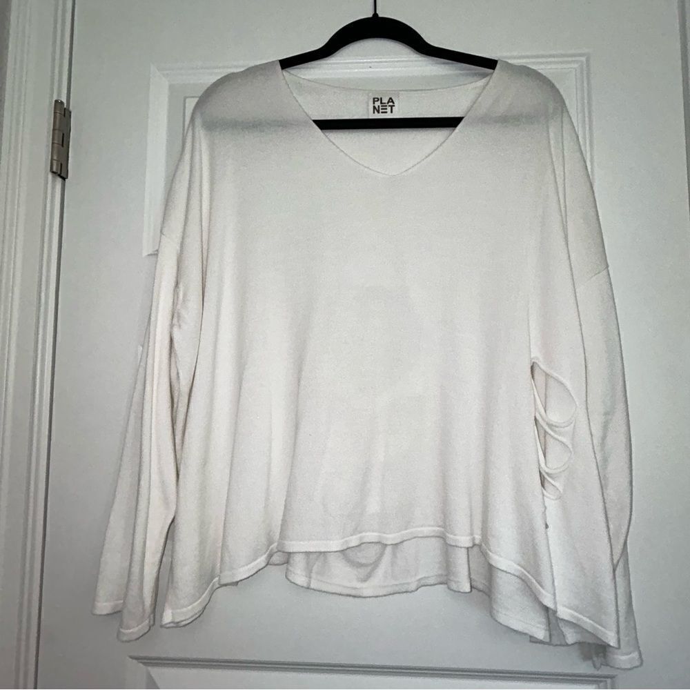Planet Hole Long Sleeve Asymmetrical Top